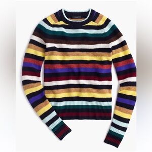 J. Crew Vibrant Stripes Crewneck Sweater with Ribbed Trim